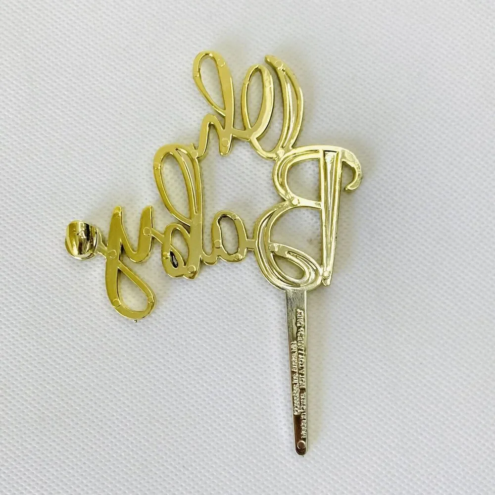 Oh Baby Cake Topper Gold Baby Shower Gender Reveal Party Cupcake‎ Cursive Font